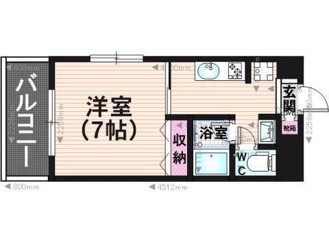 コーポ金鈴(1K/4階)の間取り写真