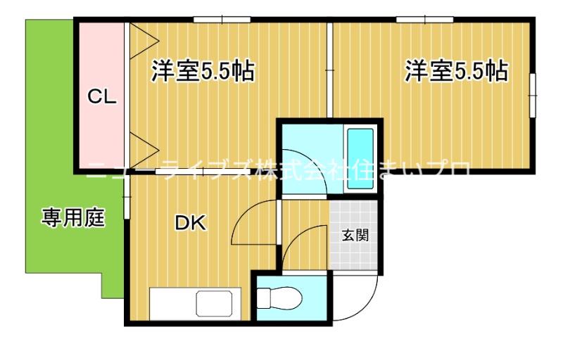 エクセレント舟田Ⅰ(2DK/1階)の間取り写真