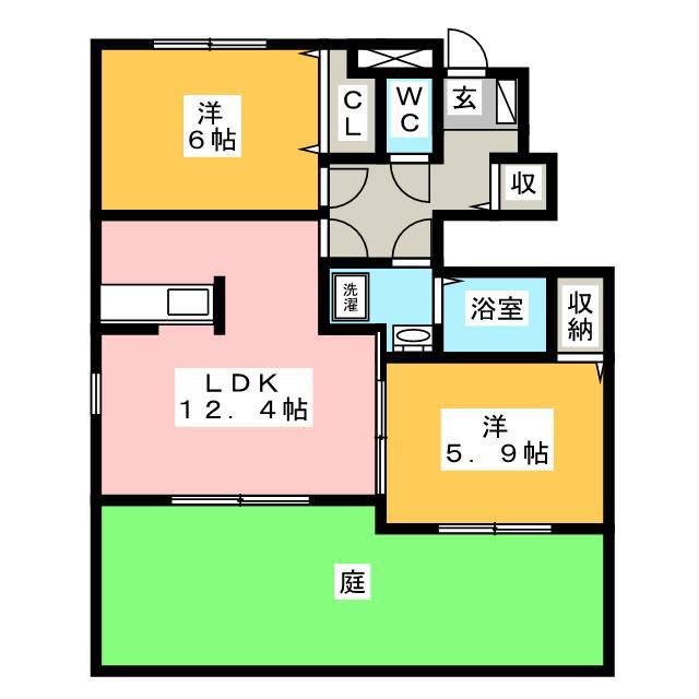 アヴニールエテルネルA(2LDK/1階)の間取り写真