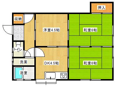 加藤アパート(3DK/2階)の間取り写真