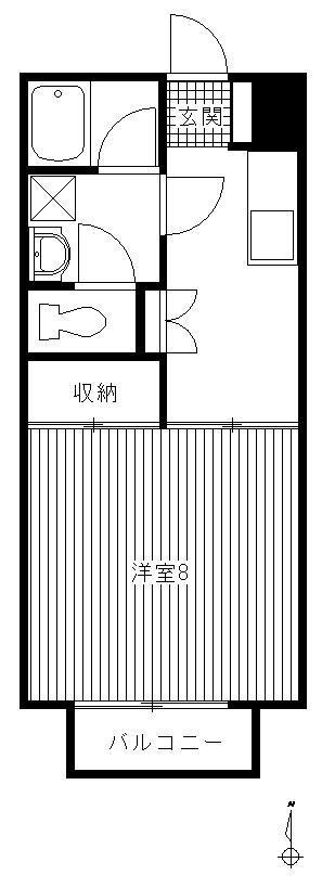 タウンコート(1DK/2階)の間取り写真