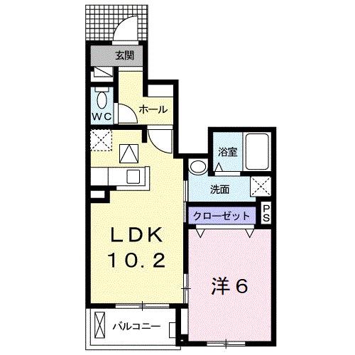 ヴェルソー有本I(1LDK/1階)の間取り写真