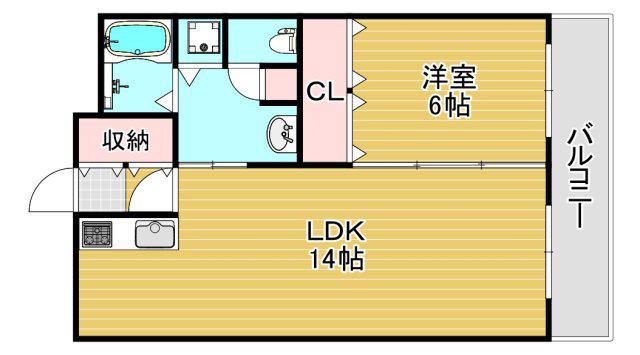 アパートメントKS福島(1LDK/3階)の間取り写真