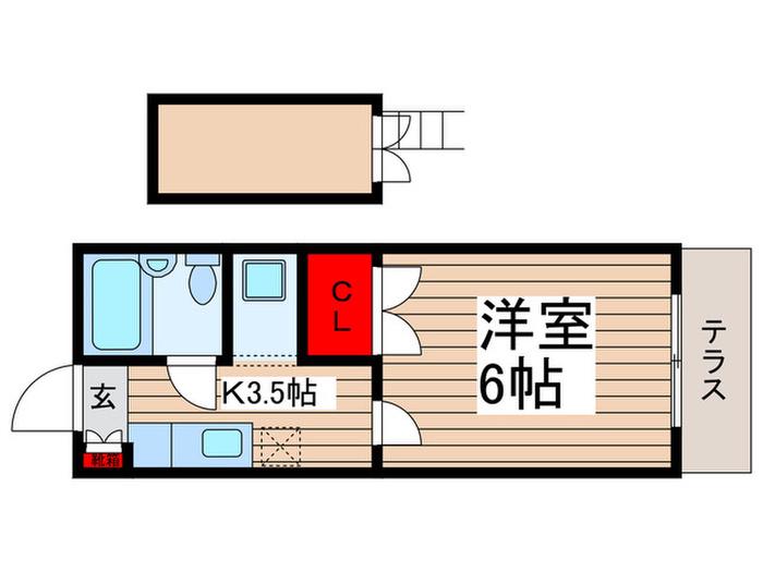 ケントピア津田沼(1K/1階)の間取り写真