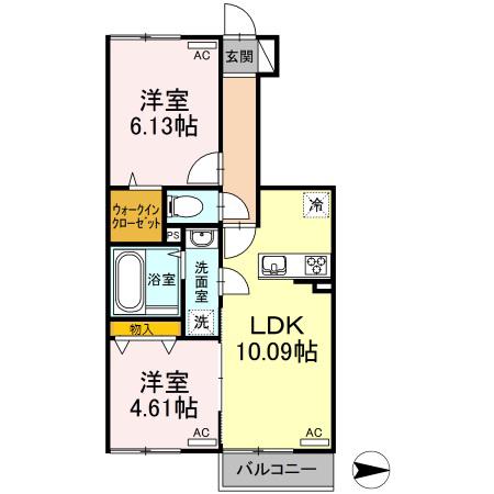 ボヌール城南(2LDK/1階)の間取り写真