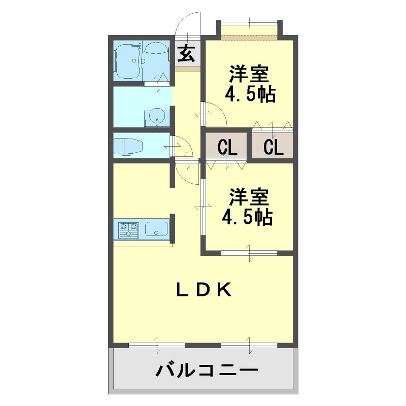 ECO NISHIFUTAMI(2LDK/2階)の間取り写真