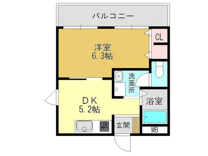グローバル高田(1DK/6階)の間取り写真