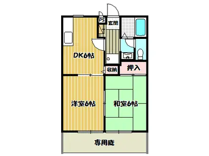 サンガーデンエルモ A棟(2DK/1階)の間取り写真