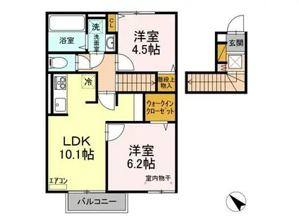 SOLARIE MIDORINO(2LDK/2階)の間取り写真