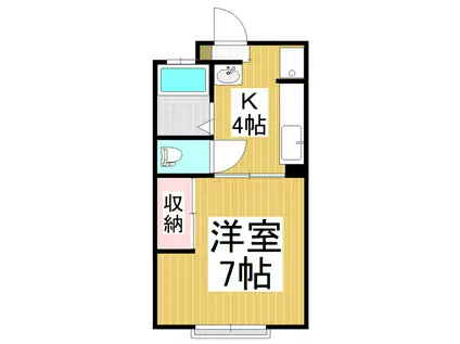 ドミール B(1K/2階)の間取り写真