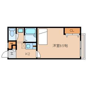 レオパレスアスカ(1K/2階)の間取り写真