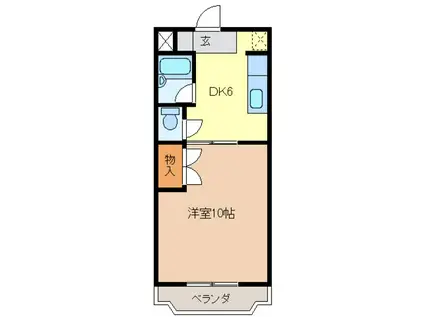 サニーヒル岳陽(1DK/2階)の間取り写真