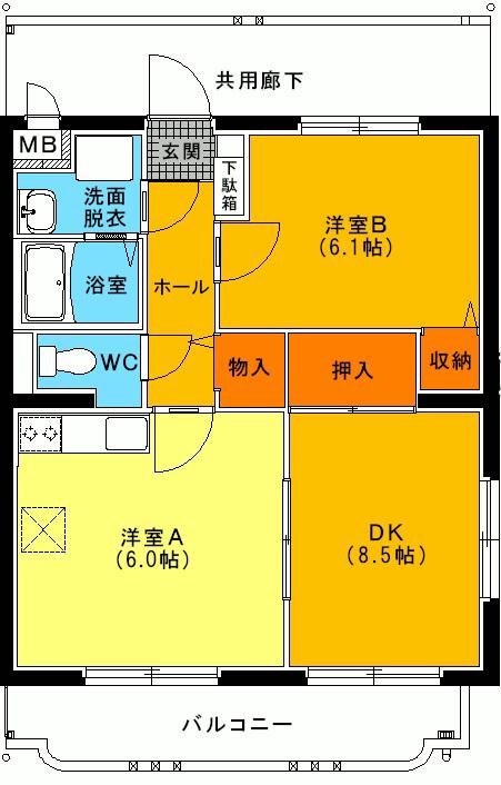 ユーミー篠崎(2DK/2階)の間取り写真