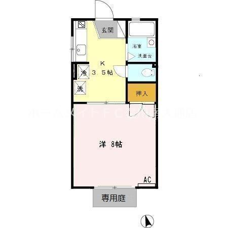 コンフォールUMINO(1K/1階)の間取り写真