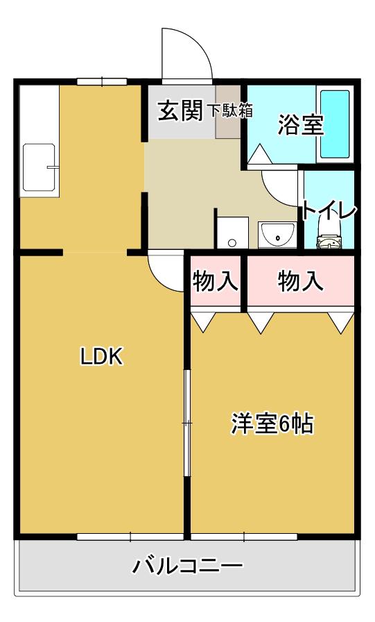 長谷川ビレッジC棟(1LDK/1階)の間取り写真