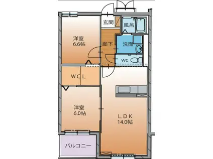 メルヴェール(2LDK/3階)の間取り写真
