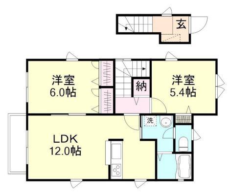 ユニガレージ(2LDK/2階)の間取り写真