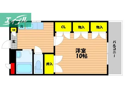 エスポアール大森(1DK/3階)の間取り写真