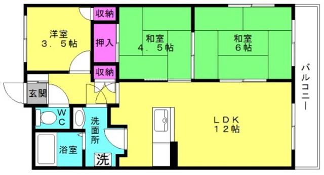 ロイヤルメゾン富士(3LDK/3階)の間取り写真