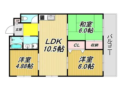 ローレルハイム塚口(3LDK/2階)の間取り写真