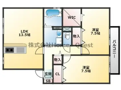 カトルセゾンA(2LDK/1階)の間取り写真