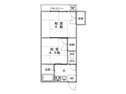 南千住第1宏和ハイツ(2K/2階)の間取り写真
