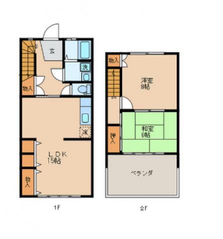 立川マンション(2LDK/1階)の間取り写真