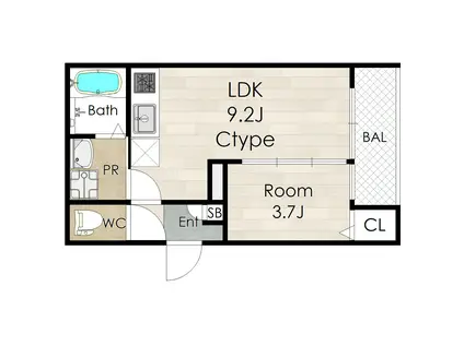 アバンティオ近鉄長瀬(1LDK/3階)の間取り写真