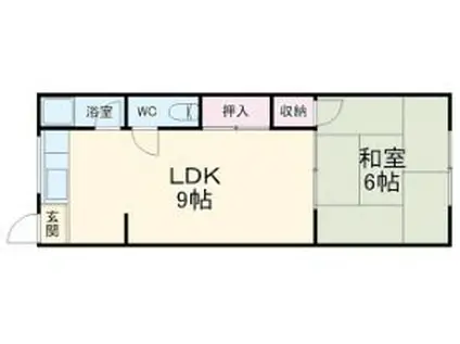 シティーハイツ箕面(1LDK/1階)の間取り写真