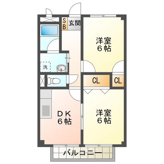 グランメールときわ(2DK/1階)の間取り写真