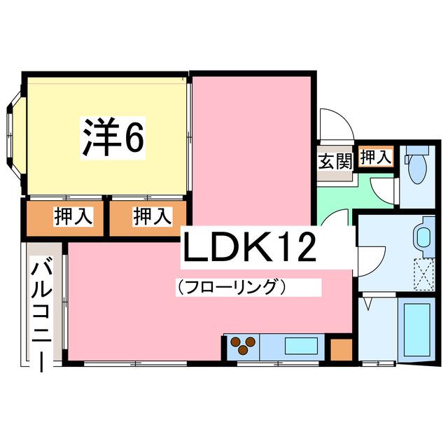 花澤ビル(1LDK/4階)の間取り写真
