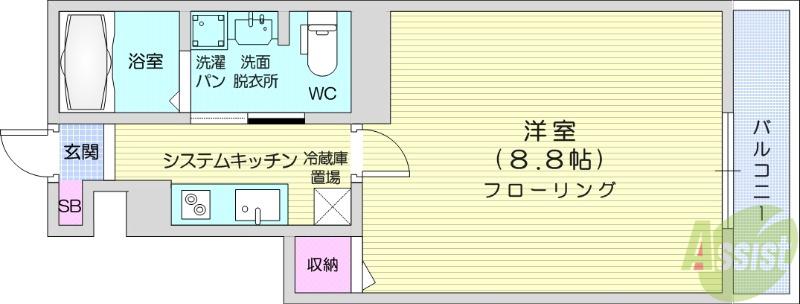 CASA FELIZ(1K/1階)の間取り写真