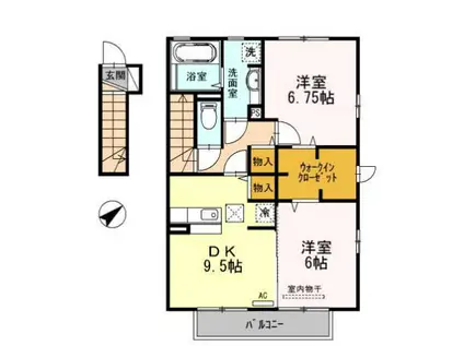 JR常磐線 四ツ倉駅 徒歩9分 2階建 築14年(2DK/2階)の間取り写真