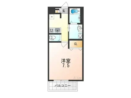 ジーイーキャトフ(1K/3階)の間取り写真