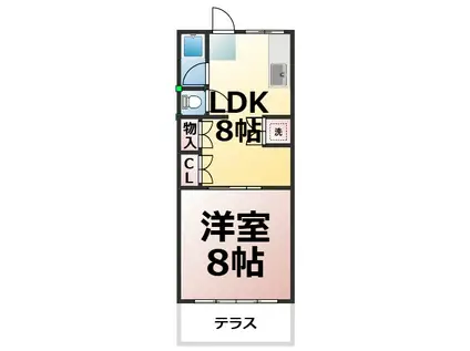 弥生荘(1LDK/1階)の間取り写真