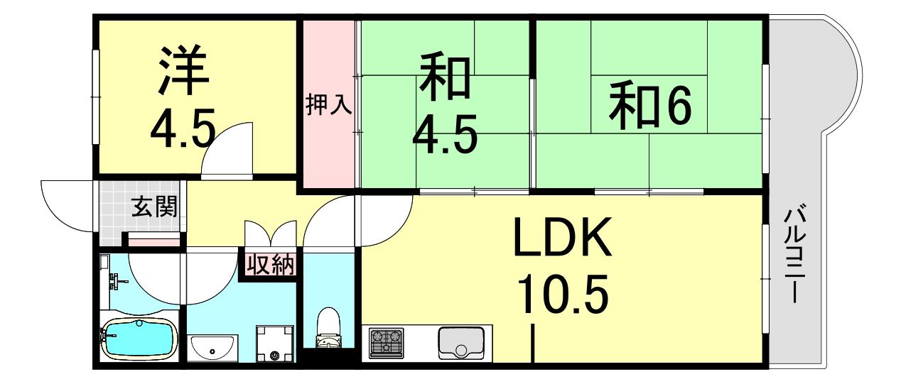 グリーン北塩屋(3LDK/2階)の間取り写真