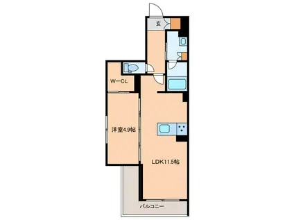 スアビス(1LDK/2階)の間取り写真