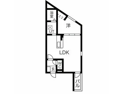 DEVELD栄生 イースト(1LDK/1階)の間取り写真