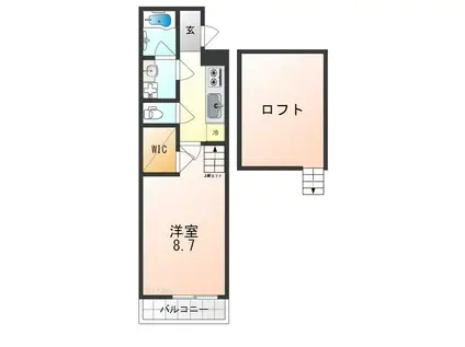 フジパレス初芝駅南II番館(1K/2階)の間取り写真