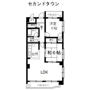 セカンドタウン(2LDK/3階)の間取り写真