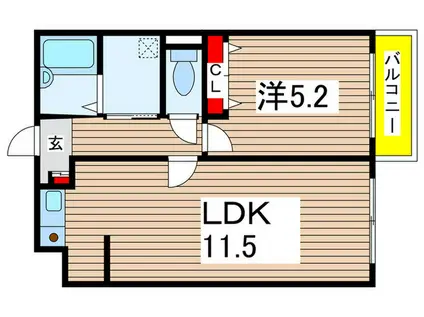カムフォート登戸III(1LDK/1階)の間取り写真
