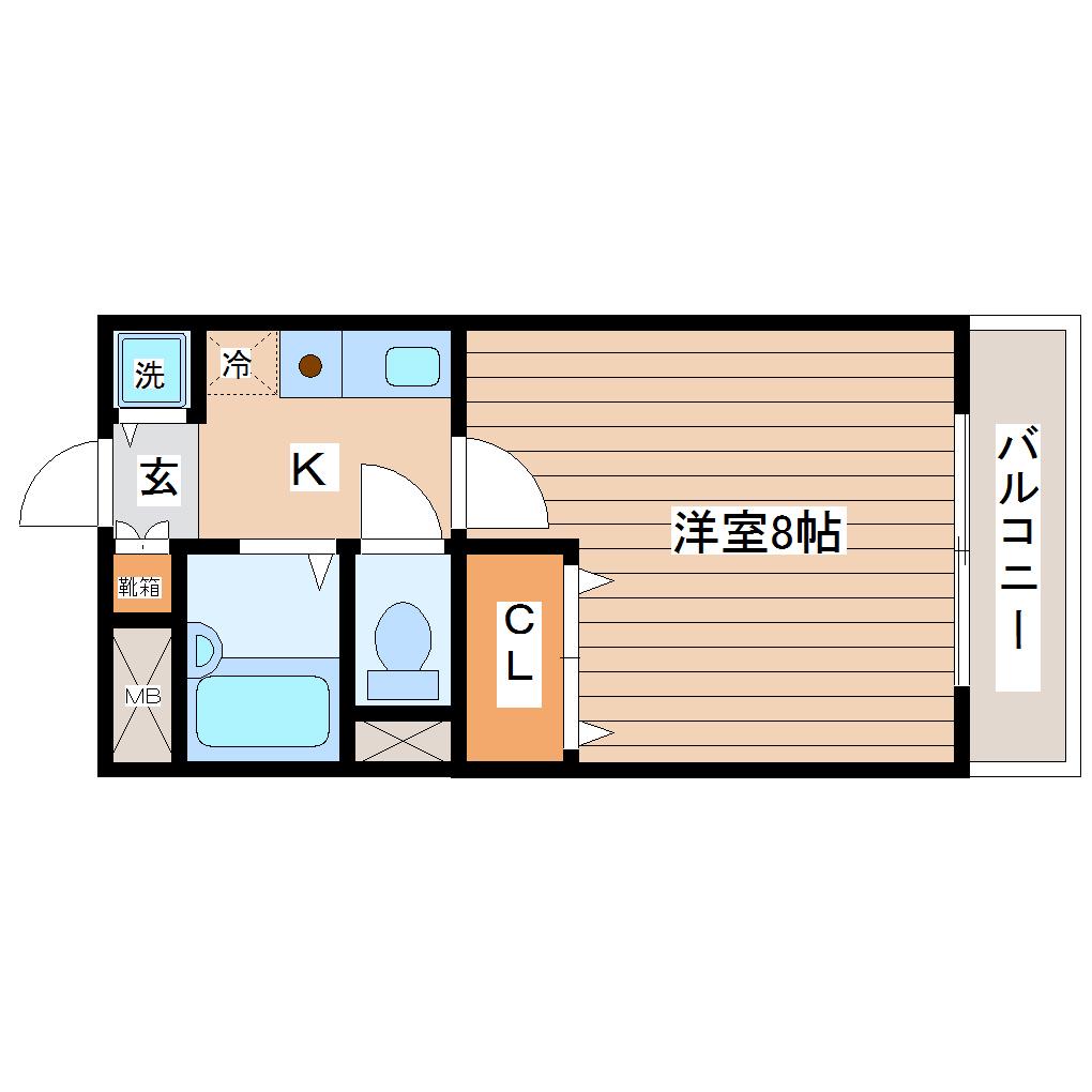 マイプレイス宝蔵院(1K/2階)の間取り写真