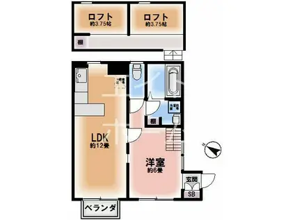 セレーネ緑町(1LDK/1階)の間取り写真