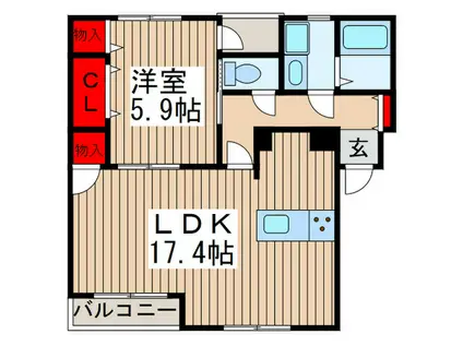 シャングリラ(1LDK/1階)の間取り写真