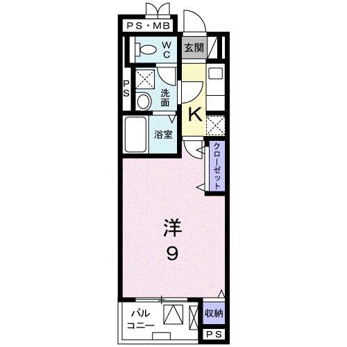 グランソレイユ(1K/3階)の間取り写真