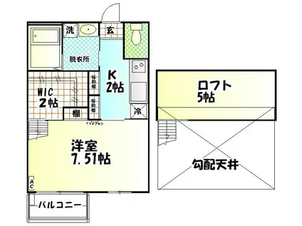 ペイサージュ(1K/2階)の間取り写真