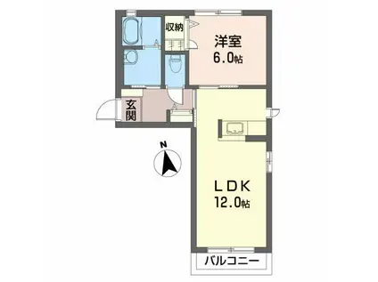 クラヴィエ・ロジュマン(1LDK/1階)の間取り写真