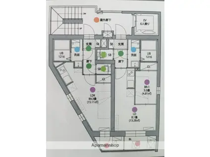 サンライトI(1LDK/3階)の間取り写真