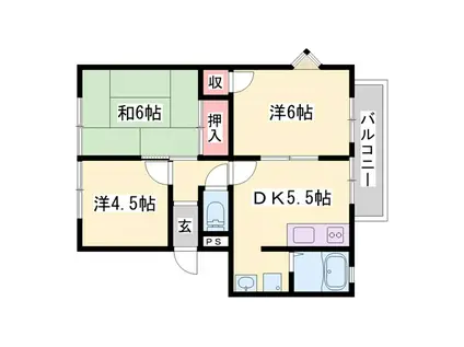 フレグランス金保(3DK/1階)の間取り写真