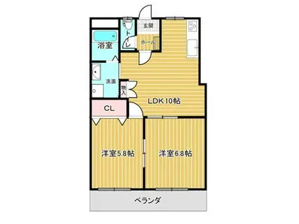 ハウスオブサンタ(2LDK/3階)の間取り写真